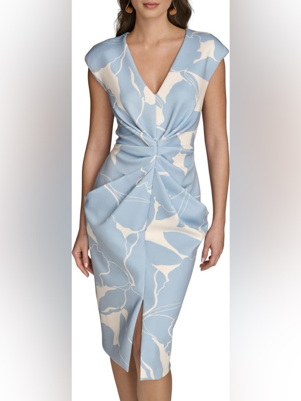 Donna Karan New York Center Ruched Floral Dress NWT Size 8 - Picture 2 of 15